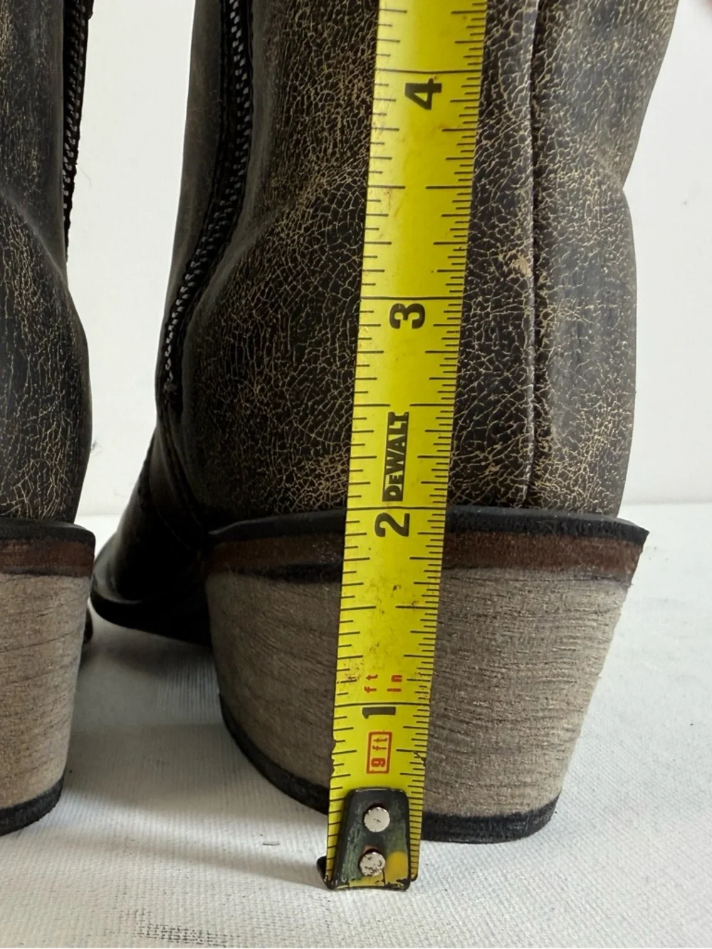 Old West Girl's Distressed Leather Charcoal Cross Stitch Cowgirl Boots Size 2